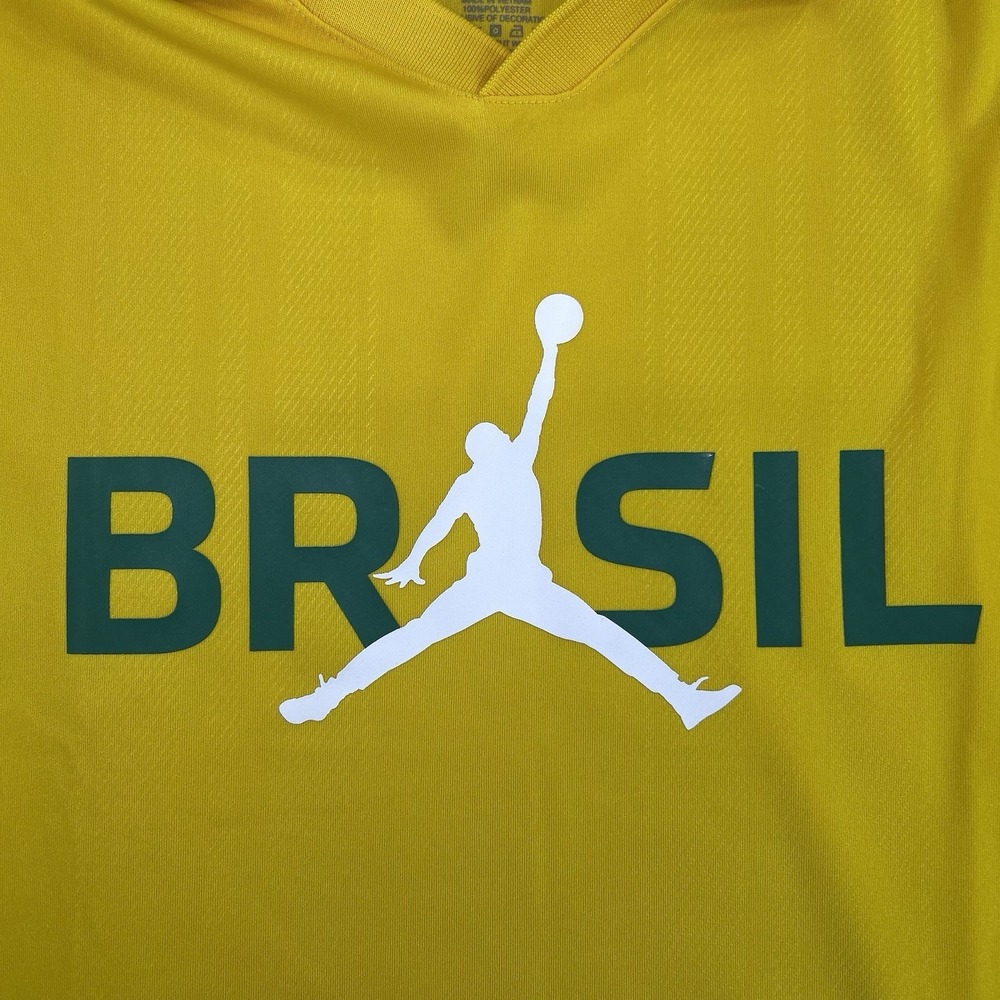 JORDAN x BRASIL Loose Polo Shirt Youth Size XL (13-15Y) Yellow Varsity Maze - Picture 4 of 7